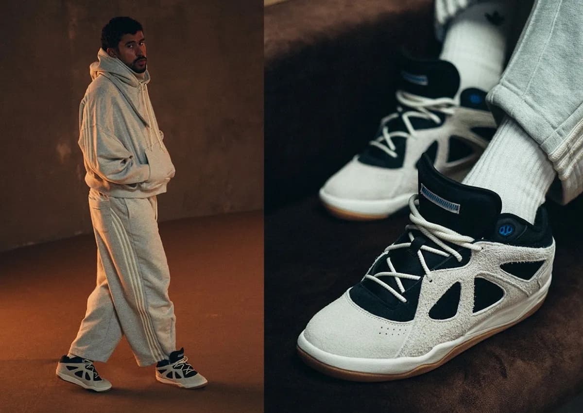 adidas Bad Bunny BadBo 1.0 Rise en colorway Off-White/Core Black/Gum vista lateral