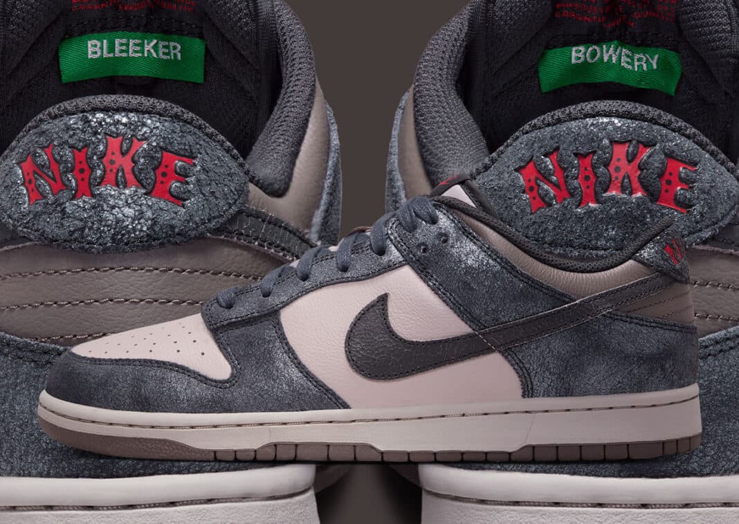 Nike Dunk Low CBGB con upper distressed en Metallic Silver y Off Noir