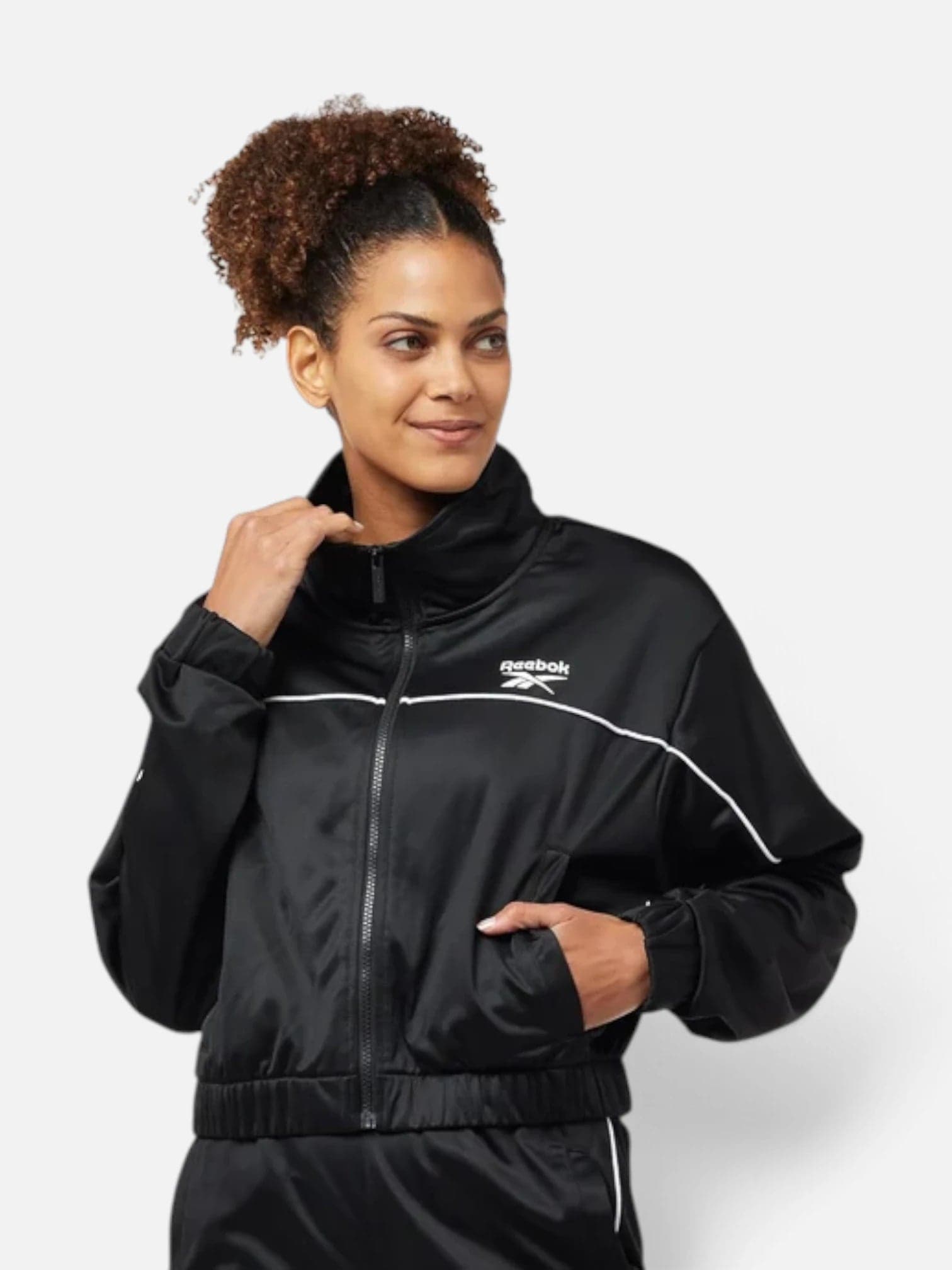 Conjunto Reebok Justine Piping Tracksuit 2pc - Negro