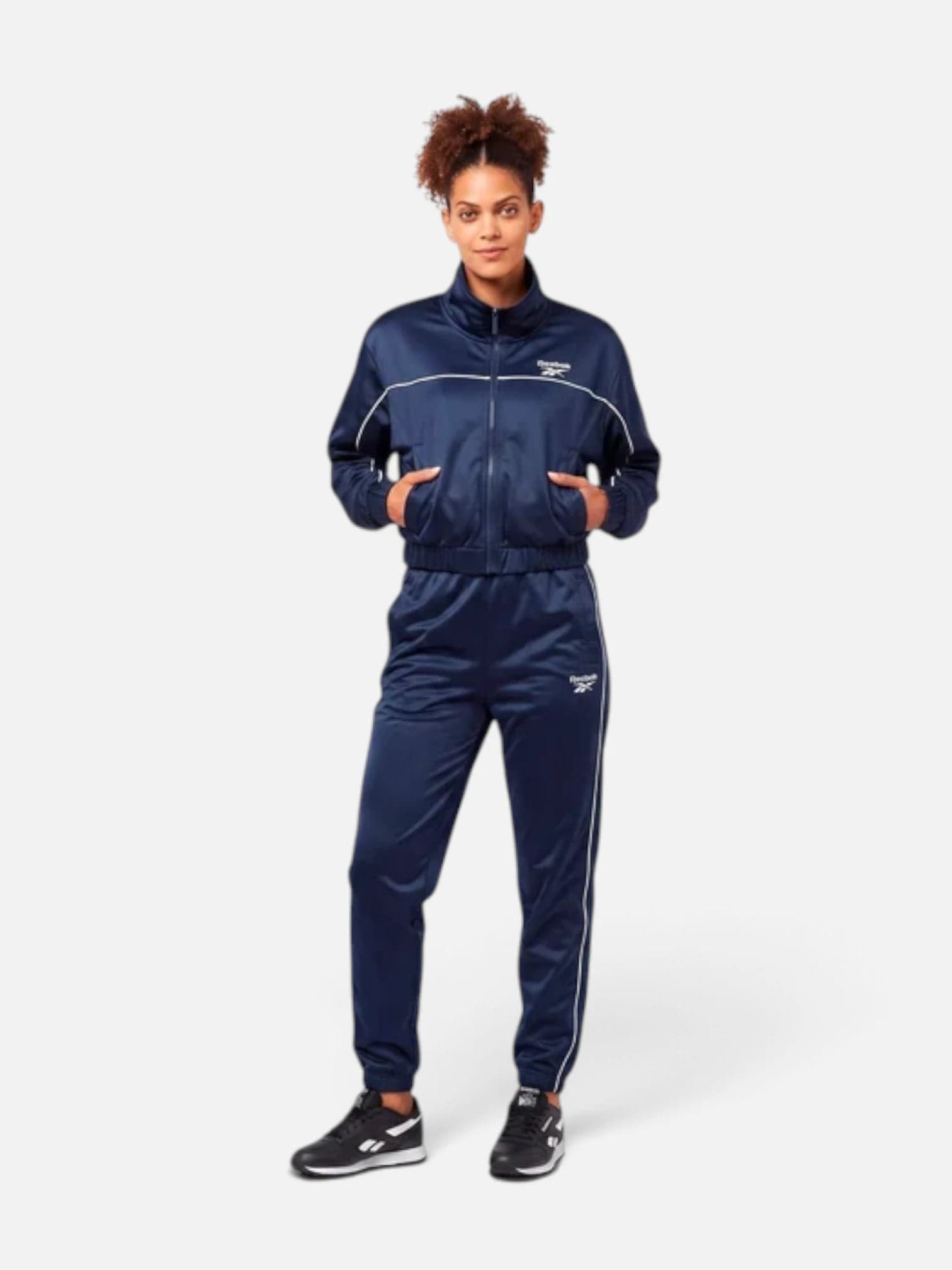 Conjunto Reebok Justine Piping Tracksuit 2pc - Vector Azul Marino